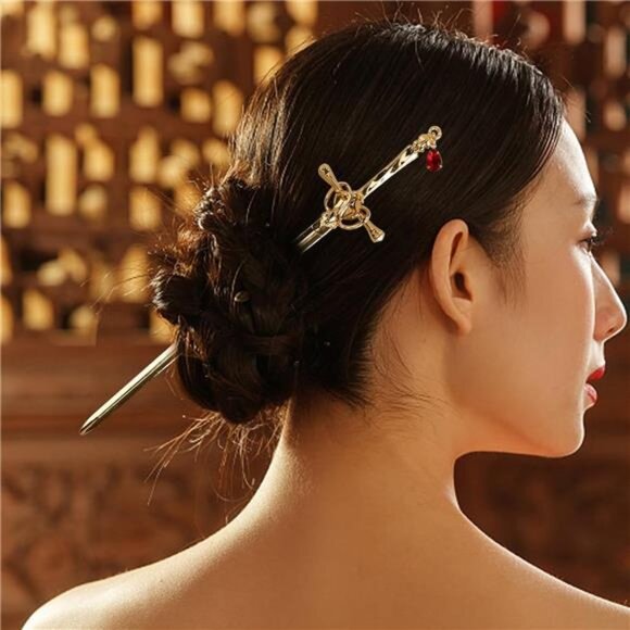4Pcs Ancient Style Sword Hair Chopsticks Chinese Style Hair Sticks - Picture 3 of 7